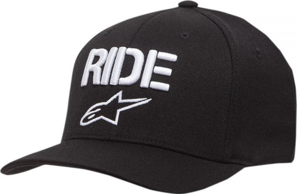 Sapca Ride Curved Bill Black White