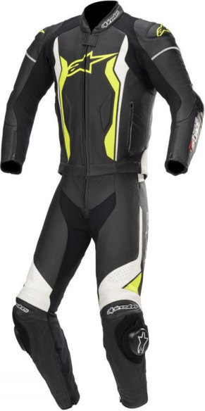 Combinezon Piele 2 PC GP Force Black White Yellow 2020