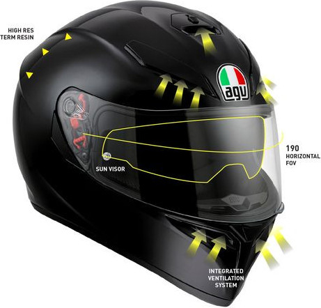 Casca Moto Full-Face K3 Sv E2205 Solid Mplk Black