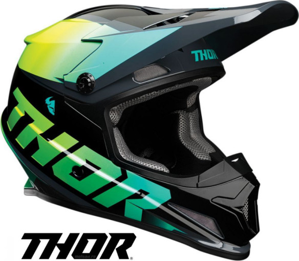Casca MotoCross Sector Fader Multicolor Verde