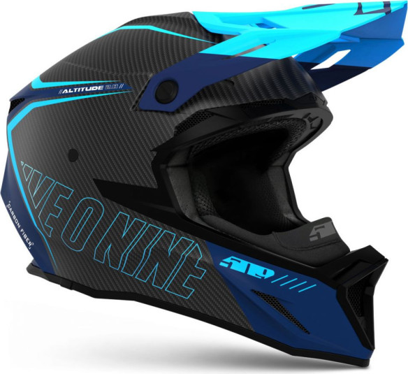Casca Snowmobil Altitude 2.0 Carbon Fiber 3K ECE Hi Flow Cyan Navy