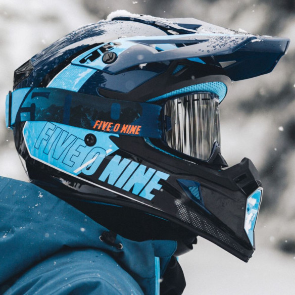 Casca Snowmobil Tactical Cyan Navy