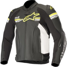 Geaca Moto Piele GP R V2 TECH-AIR Compatible Negru Alb Galben Fluo