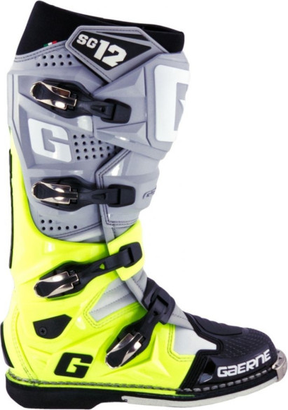 Cizme Moto MX SG12 Gray Yellow Black