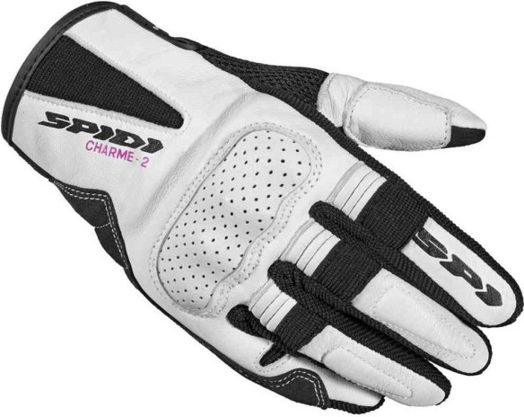 Manusi Moto Piele Sport Dama Charm 2 Negru Alb 2021