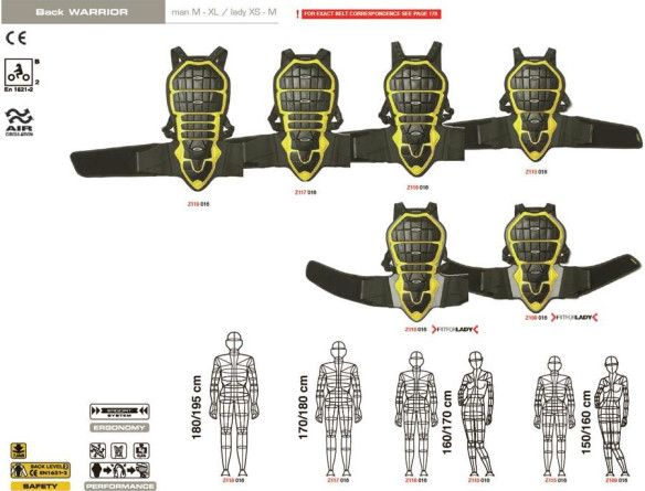 Protectie Moto Spate Warrior Black Yellow H160-170 2021