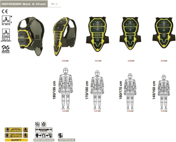 Protectie Moto Piept si Spate Defender Black Yellow H170-180 2021