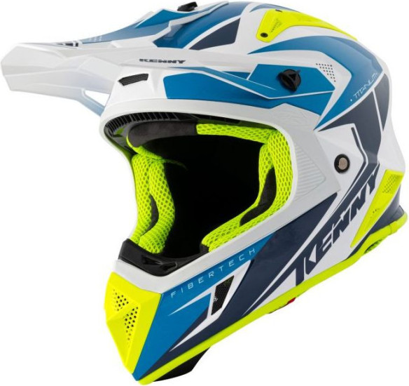 Casca Moto MX Titanium Blue White Neon Yellow 2021