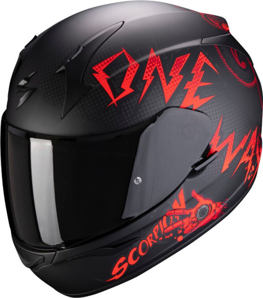 Casca Moto Full-Face Exo 390 Oneway Matt Black Red