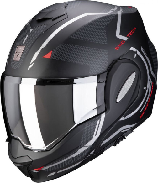 Casca Moto Flip-Back Exo-Tech Square Matt Black Red