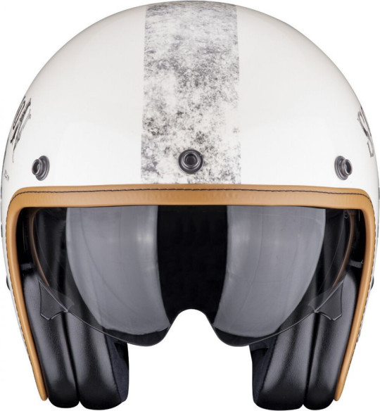 Casca Moto Open Face Jet Belfast Pique Cream Black 2021