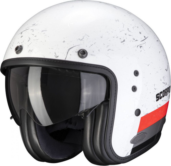 Casca Moto Open Face Jet Belfast Shift White Neon Red 2021