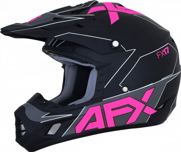 Casca Moto MX FX-17 Matte Black Pink 2021