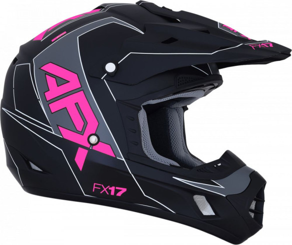 Casca Moto MX FX-17 Matte Black Pink 2021