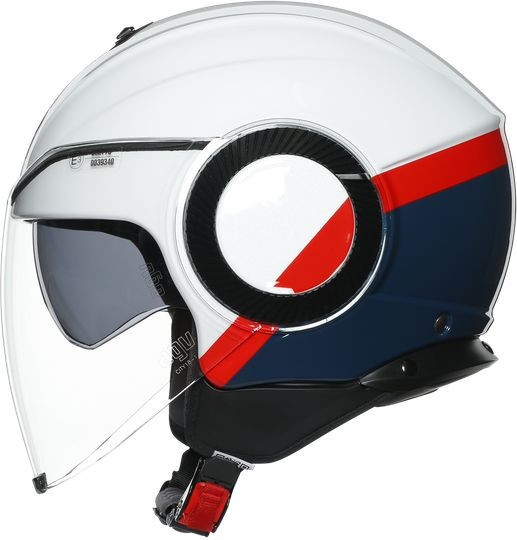 Casca Moto Open-Face Orbyt E2205 Multi Block Pearl White Ebony Red Fl
