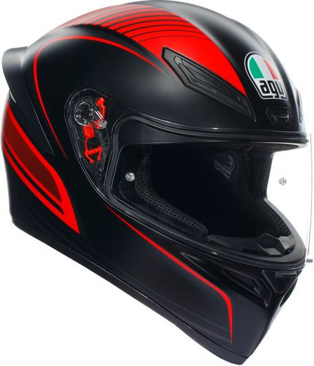 Casca Moto Full-Face K1 S E2206 Warmup Matt Black Red