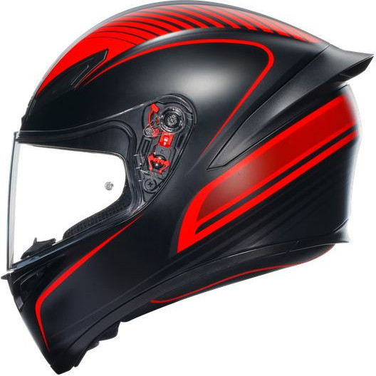 Casca Moto Full-Face K1 S E2206 Warmup Matt Black Red