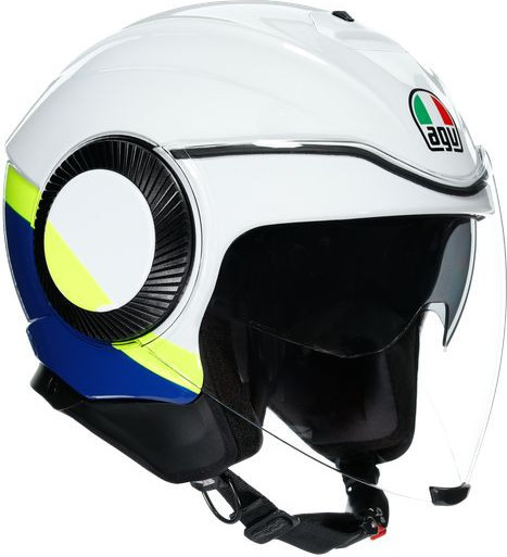 Casca Moto Open-Face Orbyt E2205 Multi Block White Blue Yellow Fluo