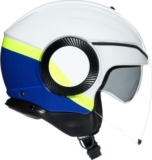 Casca Moto Open-Face Orbyt E2205 Multi Block White Blue Yellow Fluo
