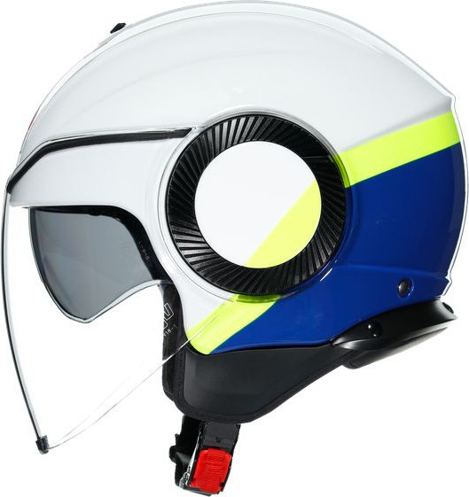 Casca Moto Open-Face Orbyt E2205 Multi Block White Blue Yellow Fluo