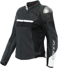 Geaca Moto Piele Dama Rapida Perf. Black-Matt Black-Matt White 23