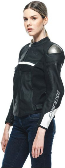 Geaca Moto Piele Dama Rapida Perf. Black-Matt Black-Matt White 23