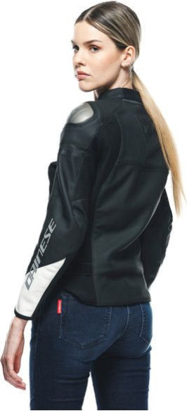 Geaca Moto Piele Dama Rapida Perf. Black-Matt Black-Matt White 23
