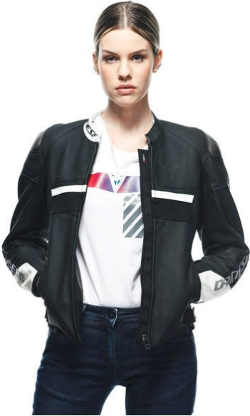 Geaca Moto Piele Dama Rapida Perf. Black-Matt Black-Matt White 23