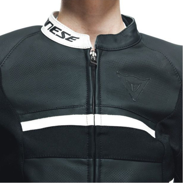 Geaca Moto Piele Dama Rapida Perf. Black-Matt Black-Matt White 23