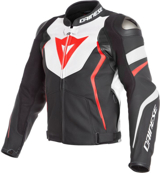Geaca Moto Piele Avro 4 Black-Matt White Fluo-Red 23