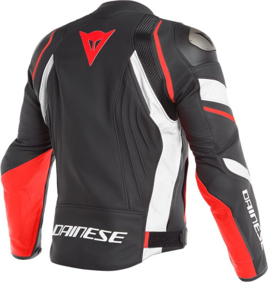 Geaca Moto Piele Avro 4 Black-Matt White Fluo-Red 23