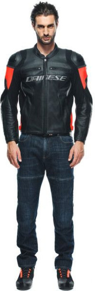 Geaca Moto Piele Racing 4 Black Fluo-Red 23