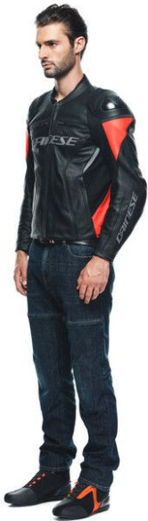 Geaca Moto Piele Racing 4 Black Fluo-Red 23