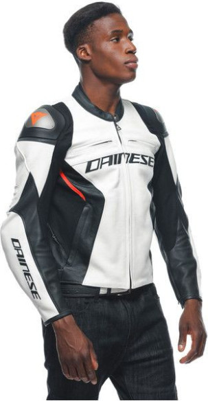 Geaca Moto Piele Racing 4 White Black 23