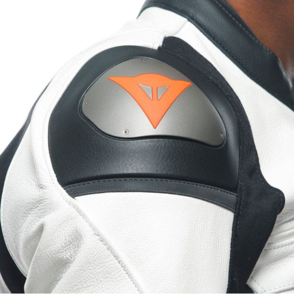 Geaca Moto Piele Racing 4 White Black 23
