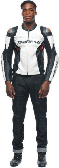 Geaca Moto Piele Racing 4 White Black 23