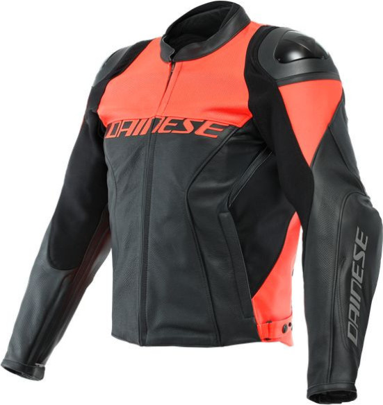 Geaca Moto Piele Racing 4 Perf. Black Fluo-Red 23