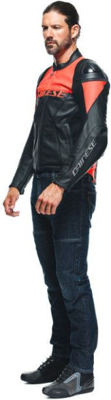 Geaca Moto Piele Racing 4 Perf. Black Fluo-Red 23