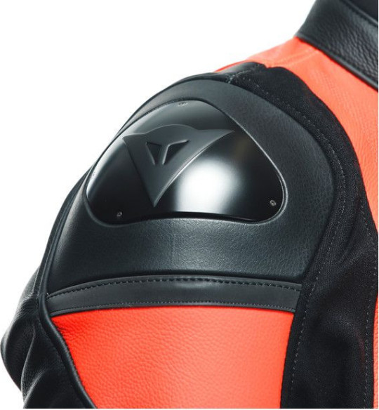 Geaca Moto Piele Racing 4 Perf. Black Fluo-Red 23