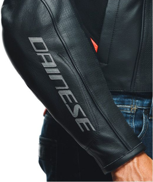 Geaca Moto Piele Racing 4 Perf. Black Fluo-Red 23