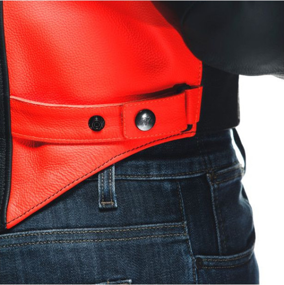 Geaca Moto Piele Racing 4 Perf. Black Fluo-Red 23