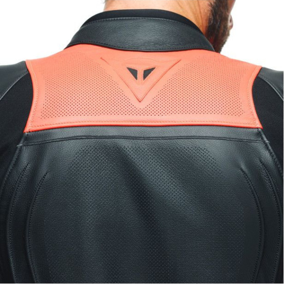 Geaca Moto Piele Racing 4 Perf. Black Fluo-Red 23