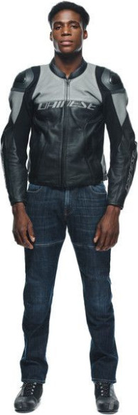 Geaca Moto Piele Racing 4 Perf. Black Charcoal-Gray 23