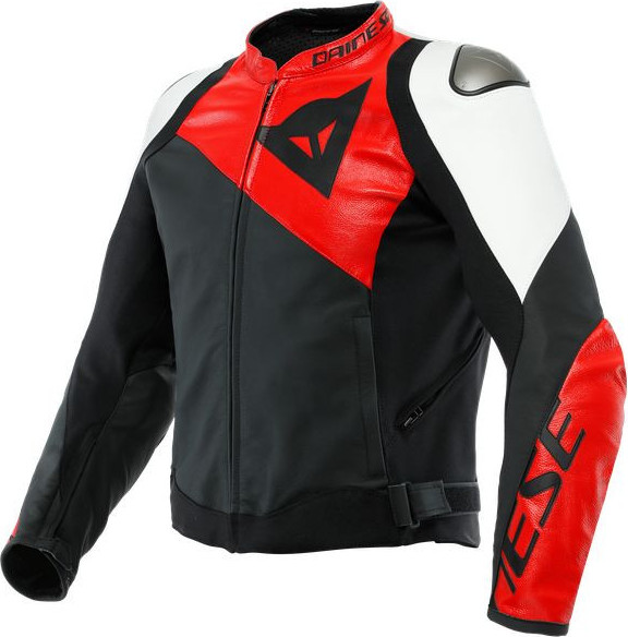 Geaca Moto Piele Sportiva Black-Matt Lava-Red White 23