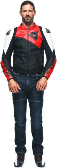 Geaca Moto Piele Sportiva Black-Matt Lava-Red White 23