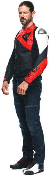 Geaca Moto Piele Sportiva Black-Matt Lava-Red White 23