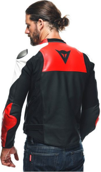 Geaca Moto Piele Sportiva Black-Matt Lava-Red White 23