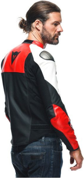 Geaca Moto Piele Sportiva Black-Matt Lava-Red White 23