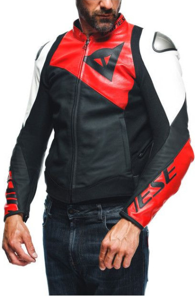 Geaca Moto Piele Sportiva Black-Matt Lava-Red White 23