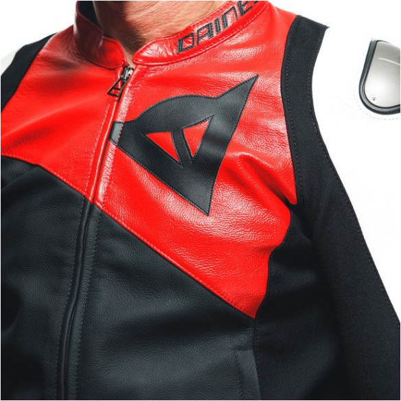 Geaca Moto Piele Sportiva Black-Matt Lava-Red White 23